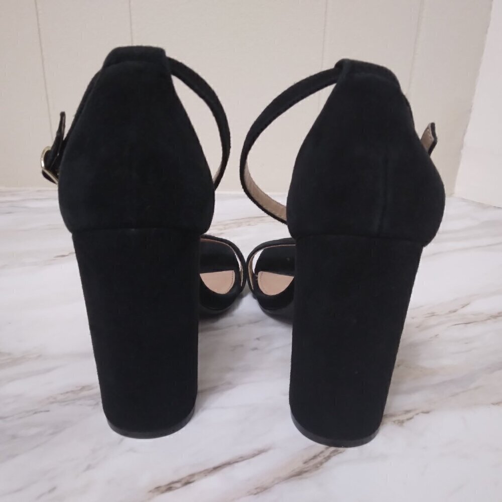 Steve Madden | Carrson Black Suede Block Heel Sandals | Size 9.5 - Picture 5 of 12